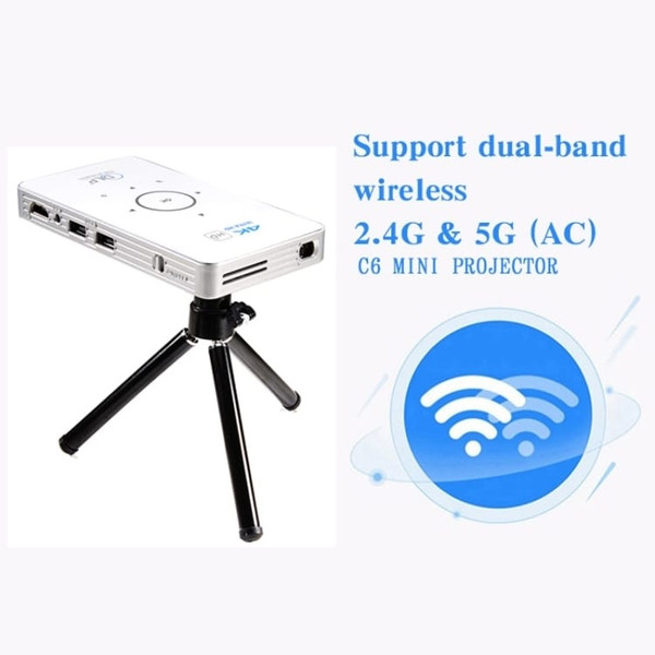 C6 1G+8G Android System Intelligent DLP HD Mini Projector Portable Home Mobile Phone Projector, UK  A146-TBD0575547903
