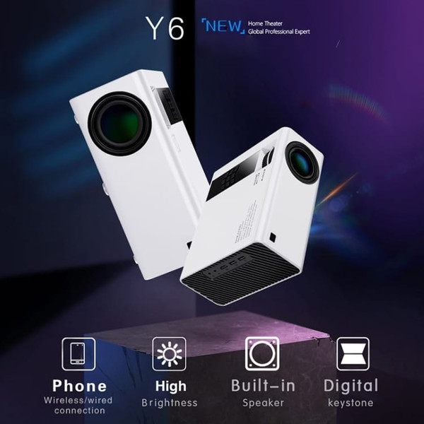 Y6 190ANSI 1024x600P LED Projector Support Screen Mirroring, UK Plug(White) A146-EDA003448601B