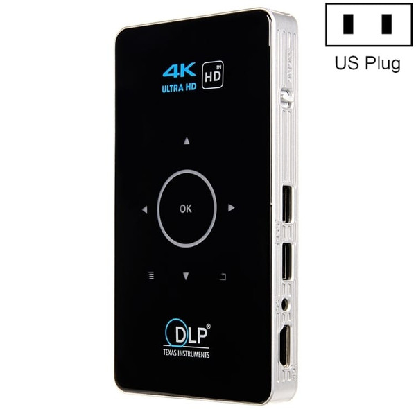 C6 1G+8G Android System Intelligent DLP HD Mini Projector Portable Home Mobile Phone Projector, US  A146-TBD0575547901