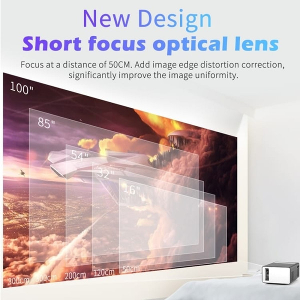 T300 25ANSI LED Portable Home Multimedia Game Projector, Plug Type:AU Plug(Yellow) A146-EDA003215903B