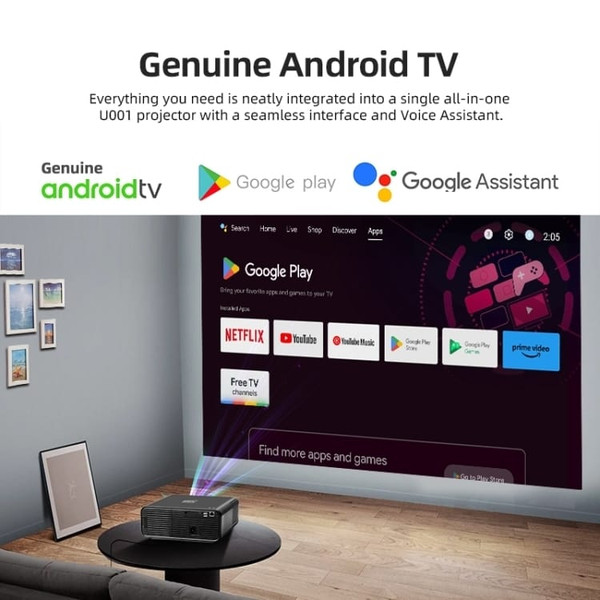 AUN U001 4K 18000 Lumens Portable Home Theater LED HD Digital Projector, US Plug (Black) A146-DMP0175B