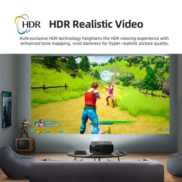 AUN U001 4K 18000 Lumens Portable Home Theater LED HD Digital Projector, US Plug (Black) A146-DMP0175B