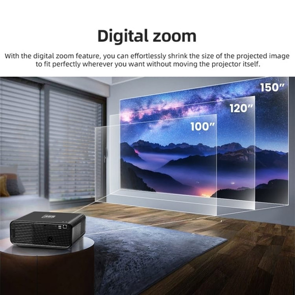 AUN U001 4K 18000 Lumens Portable Home Theater LED HD Digital Projector, US Plug (Black) A146-DMP0175B