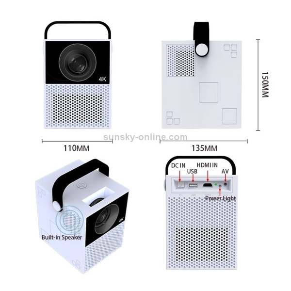 WEJOY Y2 1920x1080P 100 ANSI Lumens Portable Home Theater LED HD Digital Projector, Touch Control V A146-EDA001897702