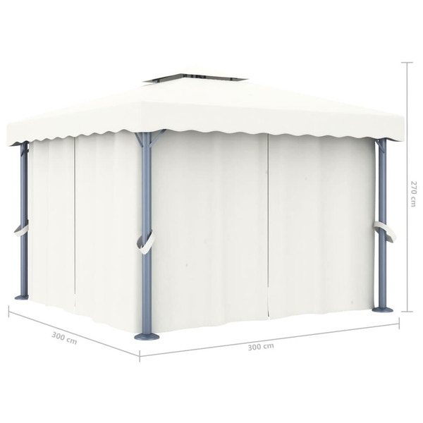  Gazebo with Curtain 9.8'x9.8' Cream White Aluminum A949-3053377