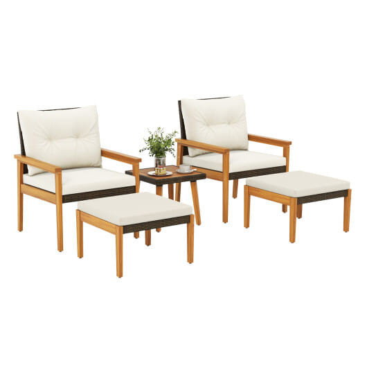 5 Piece Rattan Furniture Set with Square Coffee Table-White B593-HW72575
