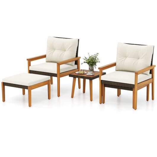 5 Piece Rattan Furniture Set with Square Coffee Table-White B593-HW72575