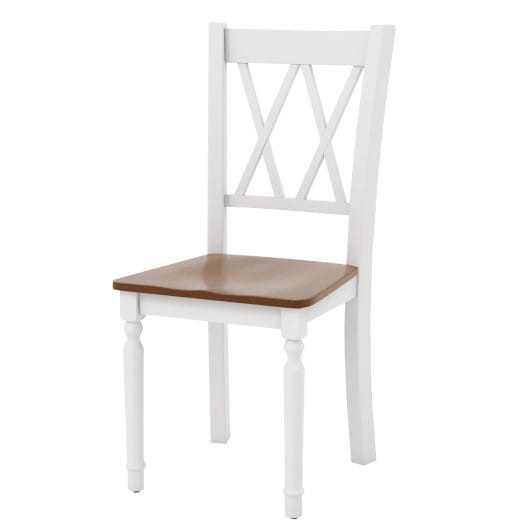 Set of 4 Wooden Farmhouse Kitchen Chairs with Rubber Wood Seat - Color: Walnut & Gray D681-KC55694-22