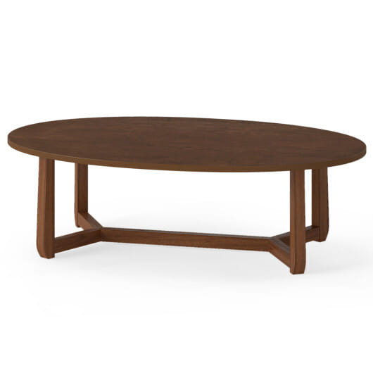 Oval Coffee Table 46 Inches Wooden Accent Table with Thickened Top-Walnut - Color: Walnut D681-JV13875WN
