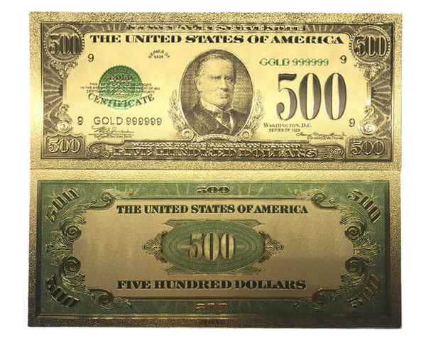 500 Dollar American Dollar Bill 24k Gold Plated Art Collectibles Fake Banknote Currency for Decorat A706-PDD12K-500D