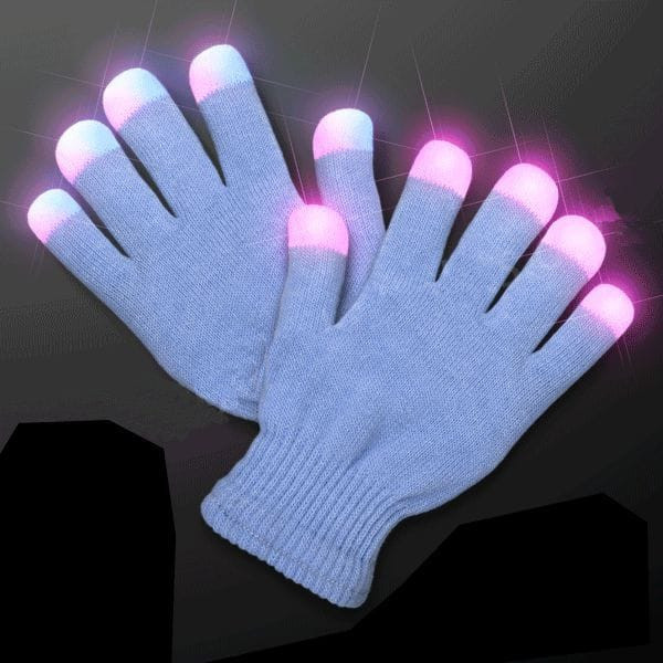 Child Size Icy Blue Gloves with White Pink and Blue LEDs A706-21100