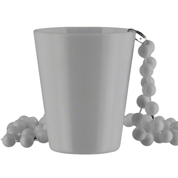 Non Light Up White Shot Glass on White Beaded Necklaces A706-NLUSGBN-WT
