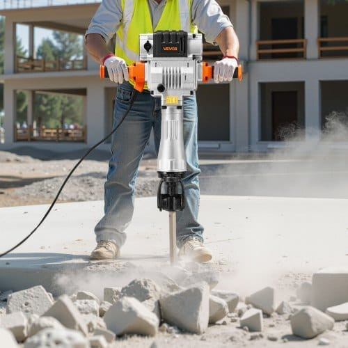 Demolition Jack Hammer, 2100 W Powerful Electric Jackhammer, 1650 BPM Concrete Breaker with 2 Point E415-DXDHCSHS118YFW3AI001V1