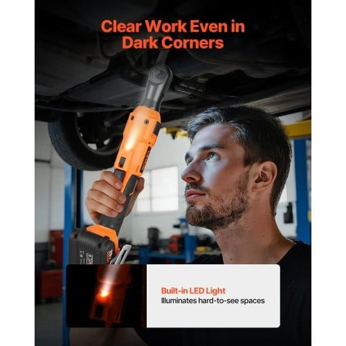 Cordless Ratchet Wrench, 3/8 inch Drive, 230 RPM, up to 88 ft-lbs of Torque, Battery Powered Electr E415-DDJLBSTZ38INPVZN6001V1