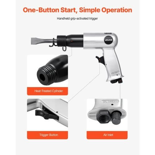 Air Hammer, 3500BPM Pneumatic Hammer with 2.76 inch Stroke & 4PCS Chisels Round Shank, Pistol-Grip  E415-QDCCCGQCQSWBTOUK9002V0