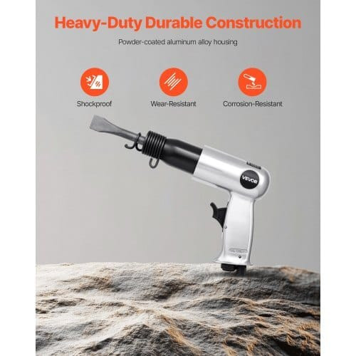 Air Hammer, 3500BPM Pneumatic Hammer with 2.76 inch Stroke & 4PCS Chisels Round Shank, Pistol-Grip  E415-QDCCCGQCQSWBTOUK9002V0