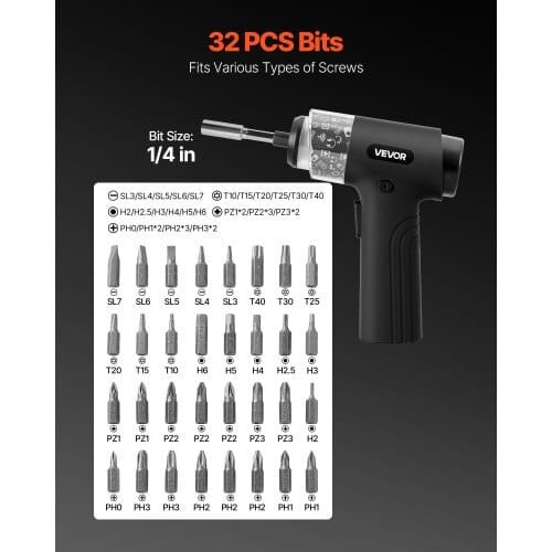 Electric Screwdriver, 7 Torque Settings 0.5-5 N.m, 2500mAh Battery, Cordless Screwdriver Set with 3 E415-DDLSD4V2000ML2DJ4001V9