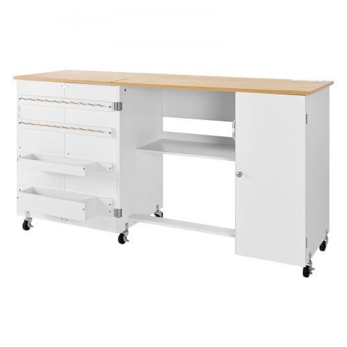 Folding Sewing Table, Multipurpose Sewing Machine Table with Cabinet, Charging Station, Compact Des E415-FRZJYXXKZDHJ8HVH4001V1