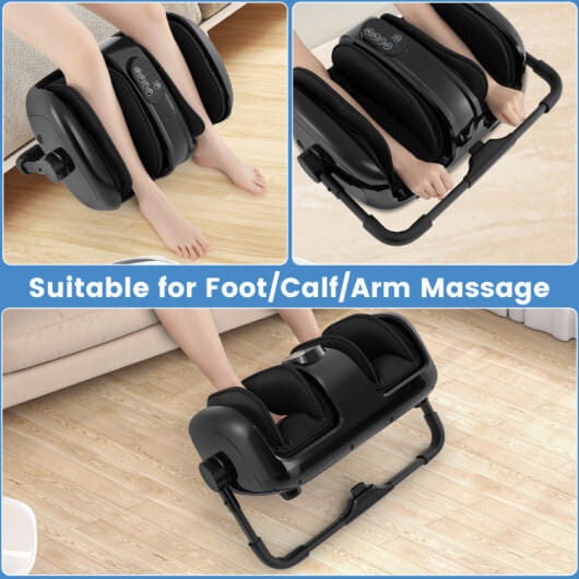 Foot and Calf Massager Heat 360 Adjustable Stand with Multiple Functions for Full Foot - Color: Bla D681-AreaJS10033US-DK