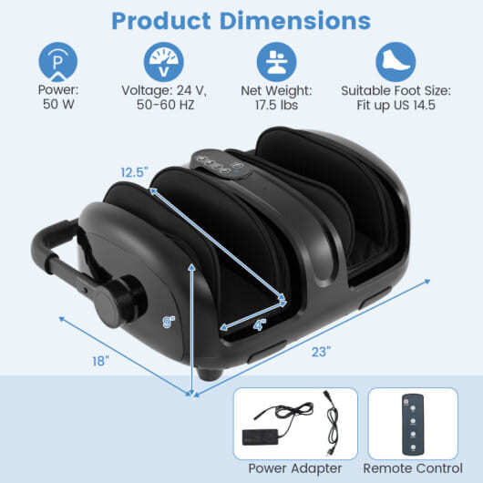 Foot and Calf Massager Heat 360 Adjustable Stand with Multiple Functions for Full Foot - Color: Bla D681-AreaJS10033US-DK