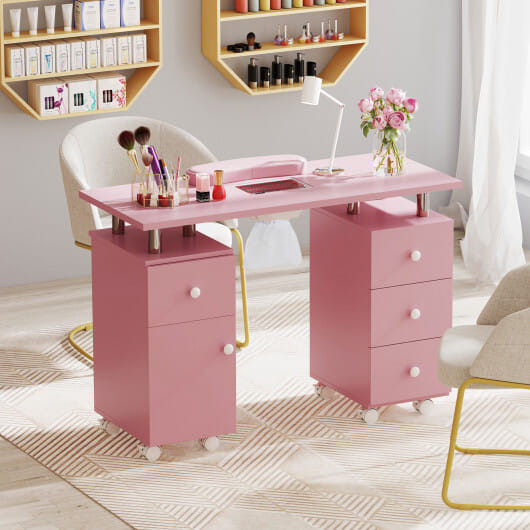 Manicure Table Nail Desk with Electric Dust Collector and 3 Dust Bags-Black B593-HB88759US