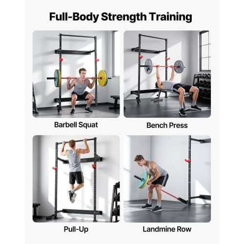 Folding Power Cage, Wall-Mounted Power Rack Squat Rack, Multifunctional Strength Training Workout E E415-BGSSDJKZD000GAF2E001V0