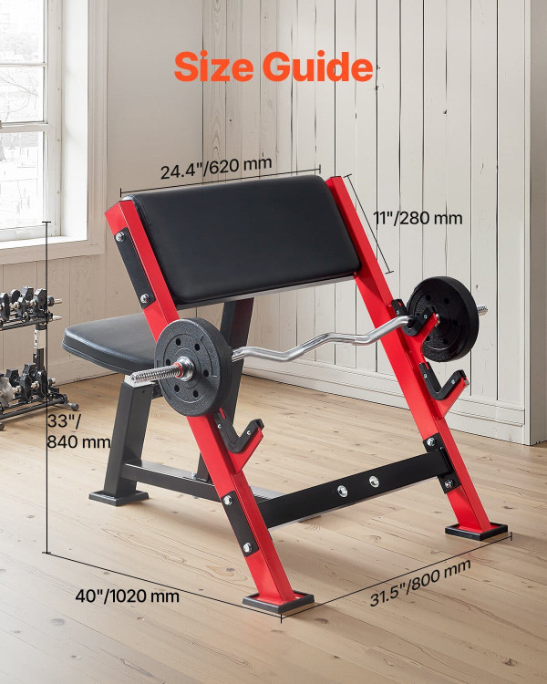 Preacher Curl Bench, Strength Training Benches, Max load 660 LBS Home Gym Fitness Equipment, Seated E415-AXMSYKDJGDBKCAT1TV0