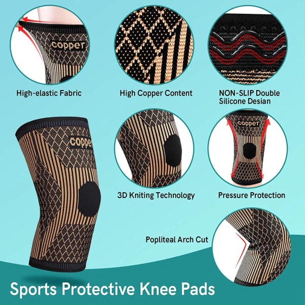 Color: Yellow, Size: L - Copper Knee Brace for Arthritis Pain & Support-Copper Knee Sleeve for knee F640-12000033644481836