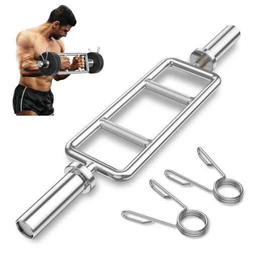 700 LBS Olympic Triceps Bar with Knurled Handles for Squats  Deadlifts  Shrugs - Color: Silver D681-SP37911