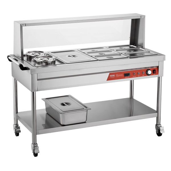 Commercial Food Warmer, 7 Pans + 2 Pots Electric Steam Table, 1800W Professional Buffet Catering Fo E415-SJRKZQZZTKZK4HBVNV1