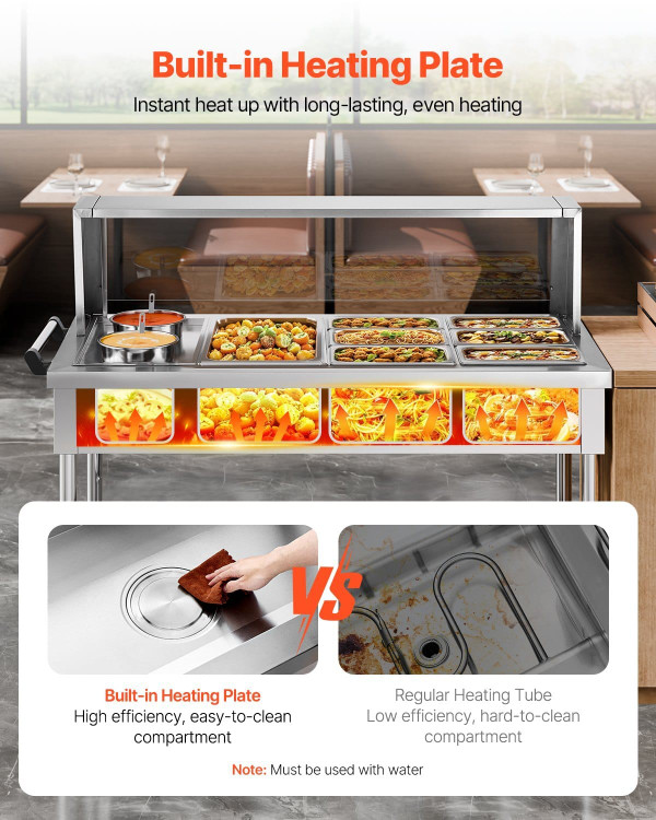 Commercial Food Warmer, 7 Pans + 2 Pots Electric Steam Table, 1800W Professional Buffet Catering Fo E415-SJRKZQZZTKZK4HBVNV1