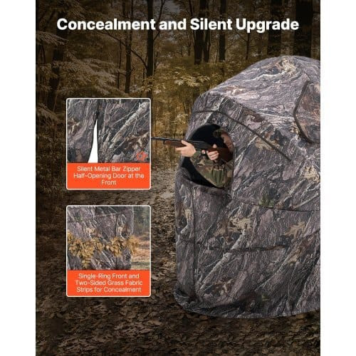Hunting Blind, Single Person Ground Blinds with Carrying Bag, Portable Camouflage Tent, Reinforced  E415-SLCDRZPYCKWS3T0XJ001V0