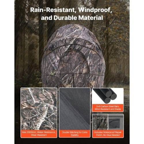 Hunting Blind, Single Person Ground Blinds with Carrying Bag, Portable Camouflage Tent, Reinforced  E415-SLCDRZPYCKWS3T0XJ001V0