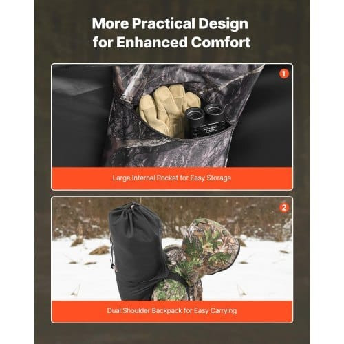 Hunting Blind, Single Person Ground Blinds with Carrying Bag, Portable Camouflage Tent, Reinforced  E415-SLCDRZPYCKWS3T0XJ001V0