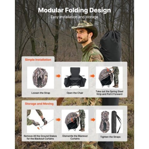 Hunting Blind, Single Person Ground Blinds with Carrying Bag, Portable Camouflage Tent, Reinforced  E415-SLCDRZPYCKWS3T0XJ001V0