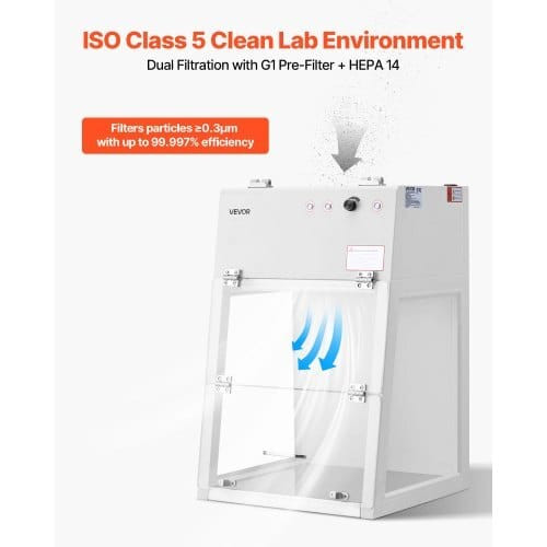 Laminar Flow Hood, 20.08 x 20.47 x 23.62 inch Working Area Portable Clean Room, Meets ISO Class 5 C E415-BXSJJS1829INJT2TM001V1