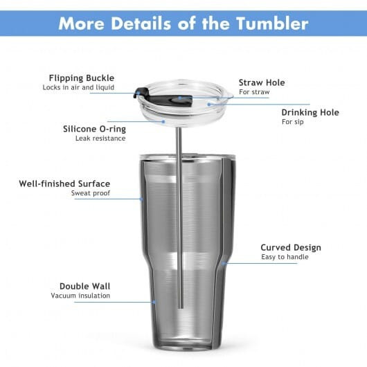 30oz Stainless Steel Tumbler Cup Double Wall Vacuum Insulated Mug with Lid B593-HW68266