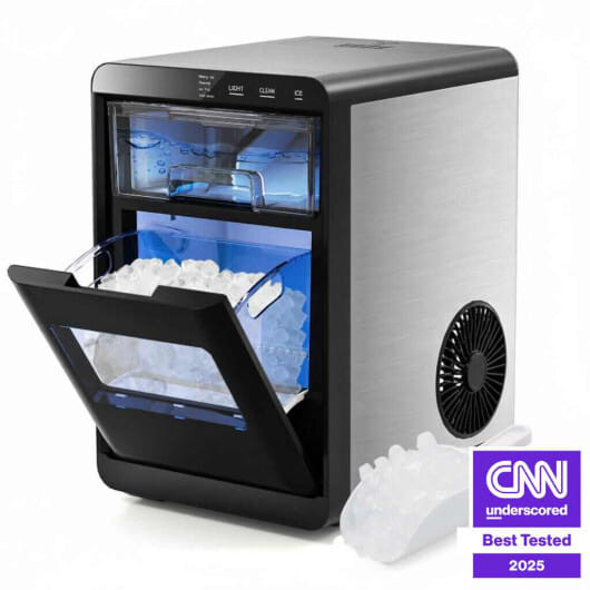 Premium Ice and Coffee Duo CNN-Acclaimed Nugget Ice Maker and 20-Bar Stainless Espresso Machine B593-B-ES10547US-BK+ES10585US-SL