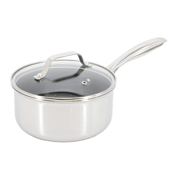 Oster Modessa 2.5 Quart Nonstick Triply Stainless Steel Saucepan and Lid with Honeycomb Design in S D970-143061.02