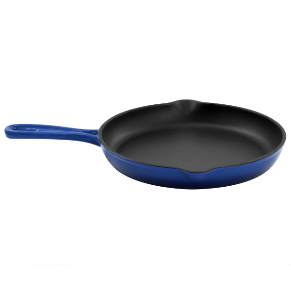 MegaChef Round 10.25 Inch Enameled Cast Iron Skillet in Gradient Dark Blue D970-MG-FR26-AB
