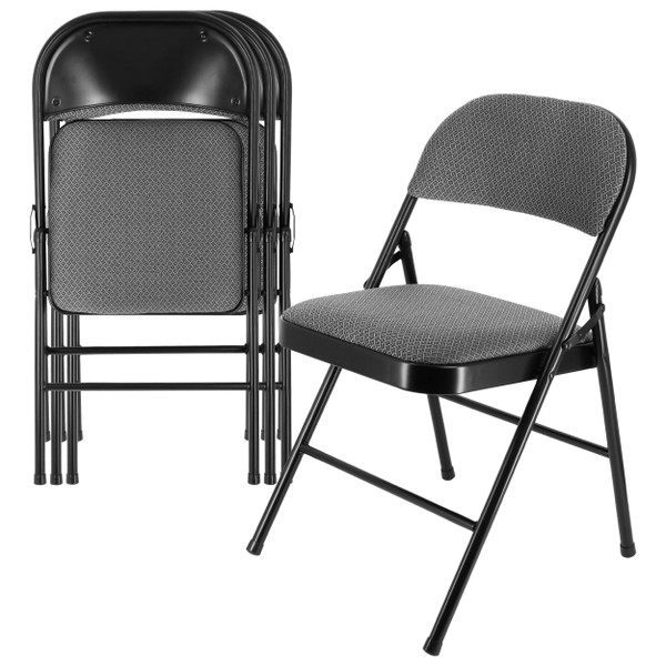 Elama 4 Piece Metal Folding Chair with Padded Seats in Gray D970-ELM-J0369B-G
