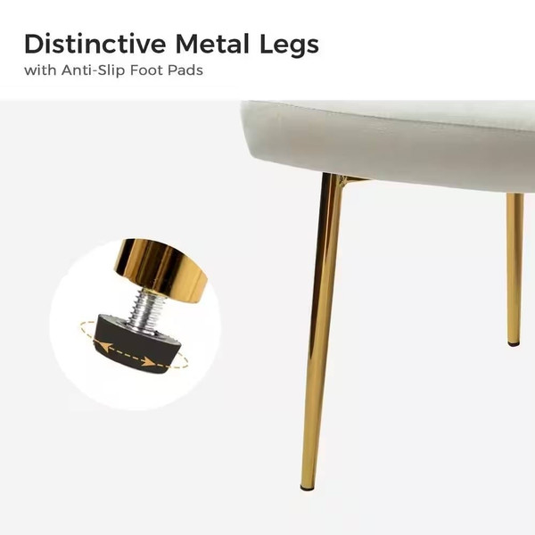 Ivory White Velvet Upholstered Wingback Accent Side Chair with Gold Metal Legs Q280-LIVWBSC95726713