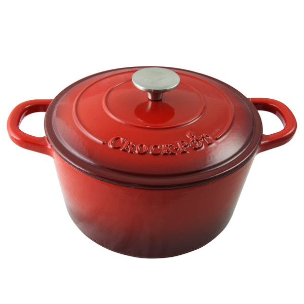 Crock Pot Artisan 5 Quart Round Enameled Cast Iron Dutch Oven in Scarlet Red D970-69141.02