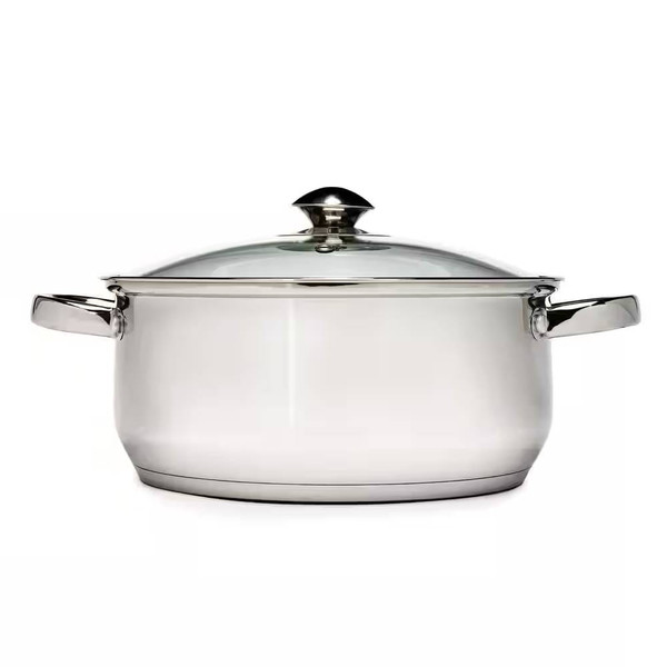 Round 5-Quart Stainless Steel Dutch Oven with Glass Lid Q280-PFQSDGL23748915