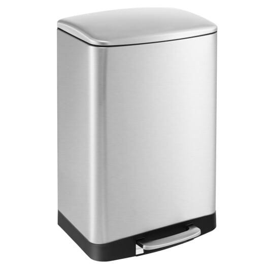 13.2 Gal Stainless Steel Trash Can with Lock Device-Sliver B593-GY10012