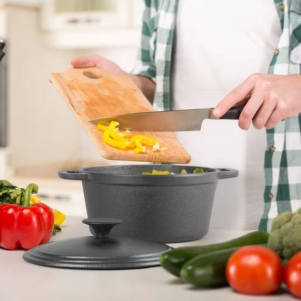 3.4 Quart Pre-Seasonded Cast Iron Dutch Oven with Handles and Lid Q280-PSTFCIDO3345814