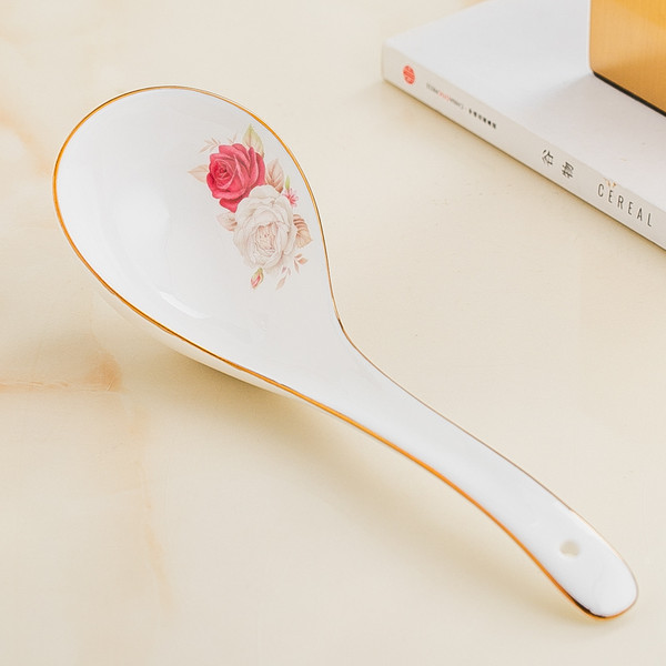 style: F - Tableware Set Large Soup Spoon Ceramic Large Soup Long Handle Q119-CJCJ117713606FU