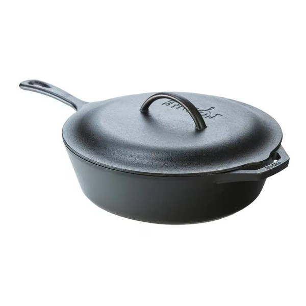 12-inch Round Cast Iron Deep Skillet with Lid Pre-Seasoned and Made in the USA Q280-LTICDSBL59837125