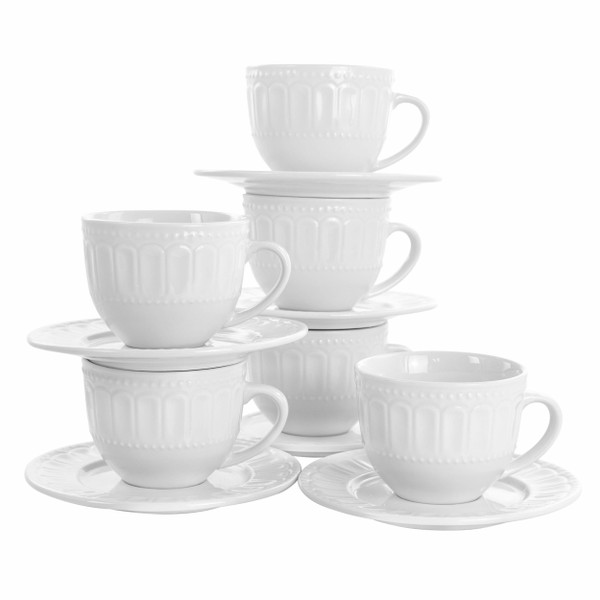 Elama Charlotte 6 Piece Mug Set in White D970-EL-CHARLOTTE6PC