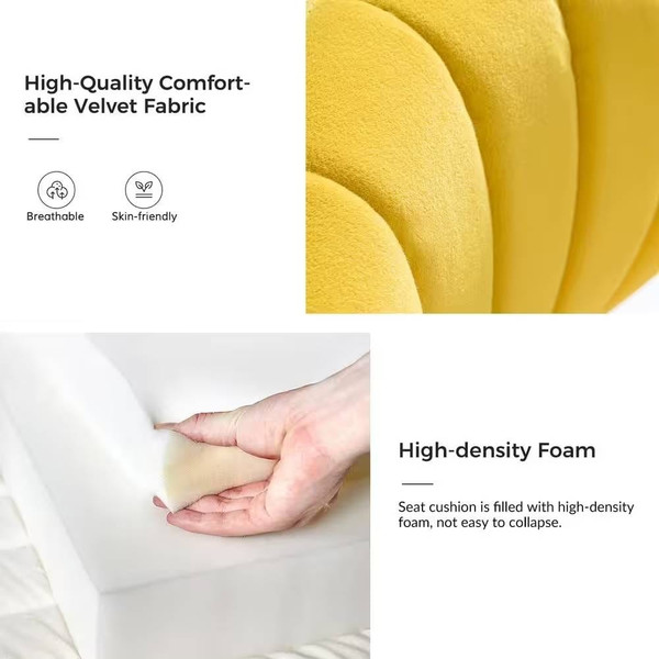 Mustard Yellow Velvet Upholstered Wingback Accent Side Chair w/ Gold Metal Legs Q280-MYLWBSC83527193